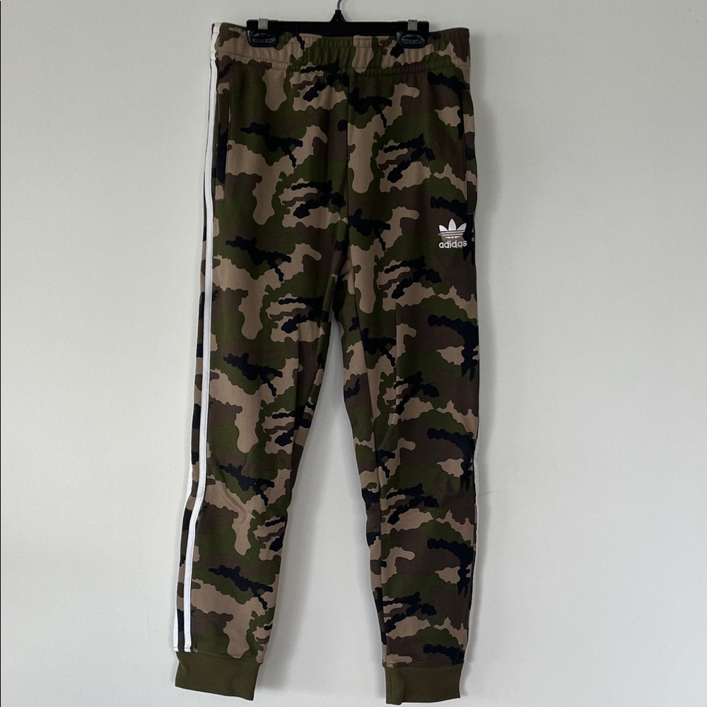 adidas Camouflage Sweatpants with White Side Stripes